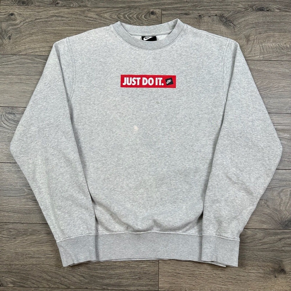Y2K Nike Sportswear Sweatshirt Adult‎ Small Gray Box Logo Center Swoosh